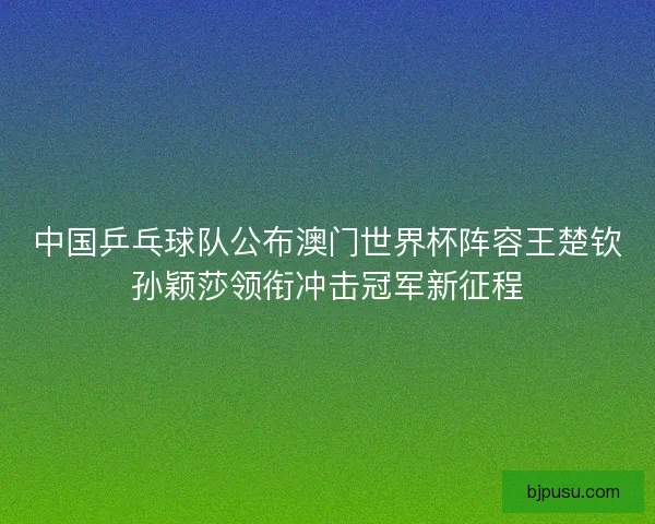中国乒乓球队公布澳门世界杯阵容王楚钦孙颖莎领衔冲击冠军新征程