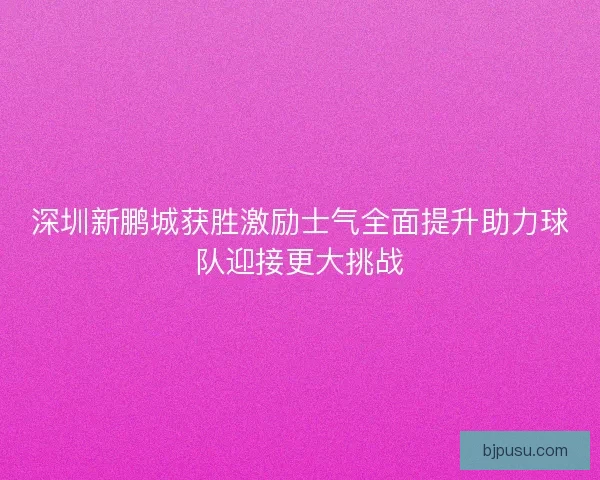 深圳新鹏城获胜激励士气全面提升助力球队迎接更大挑战