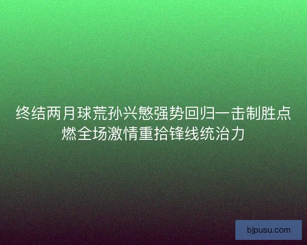 终结两月球荒孙兴慜强势回归一击制胜点燃全场激情重拾锋线统治力